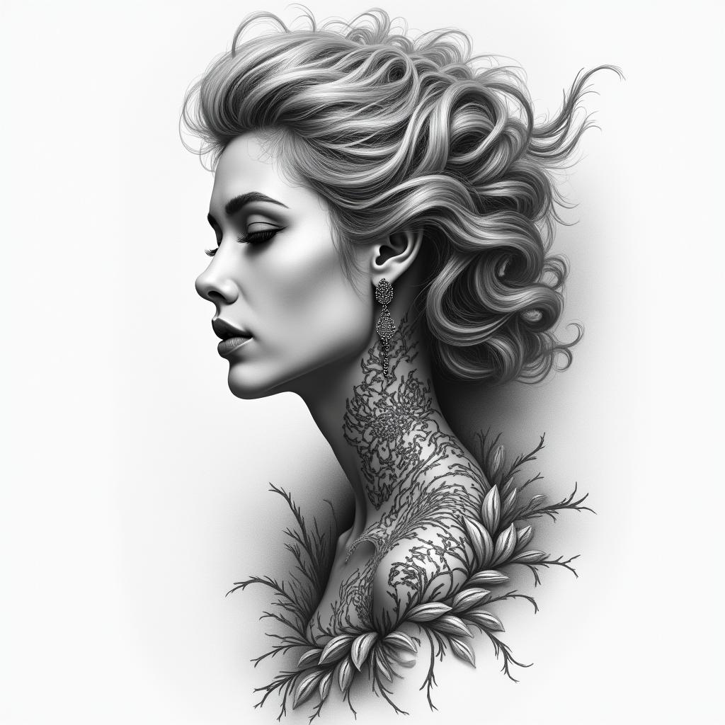 Brea cancerhigly detailed tattoo - Variation 3