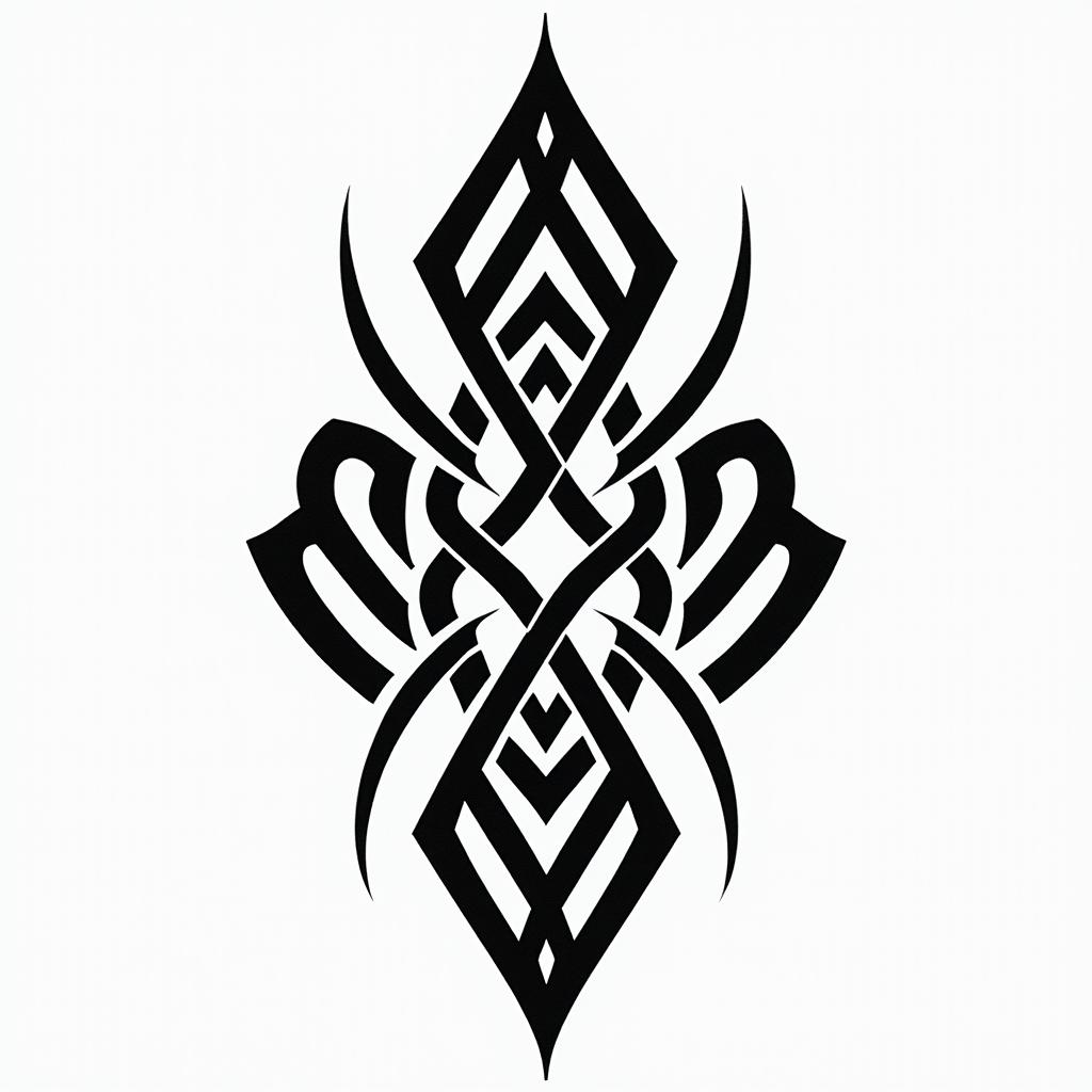 Outdoorsin tribal tattoo style, featuring bold and black geometric shapes, curved lines, intertwine and flow seamlessly, creating a powerful and symbolic design, polynesian and maori styles - Variation 3