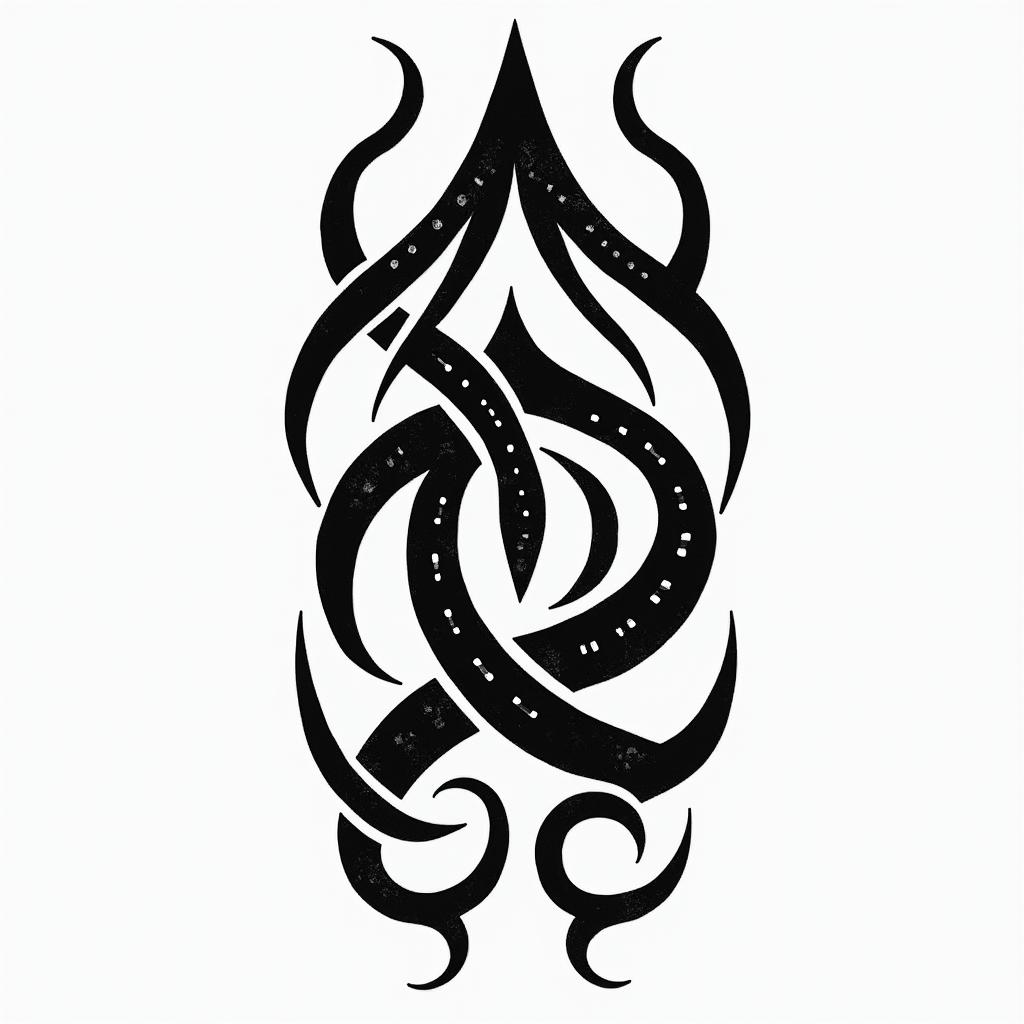 Outdoorsin tribal tattoo style, featuring bold and black geometric shapes, curved lines, intertwine and flow seamlessly, creating a powerful and symbolic design, polynesian and maori styles - Variation 4