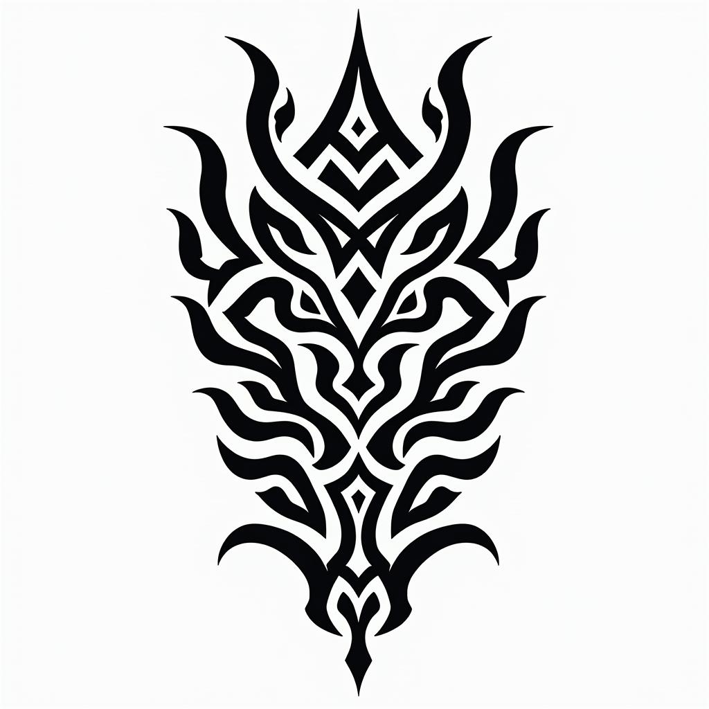 Outdoorsin tribal tattoo style, featuring bold and black geometric shapes, curved lines, intertwine and flow seamlessly, creating a powerful and symbolic design, polynesian and maori styles - Variation 2