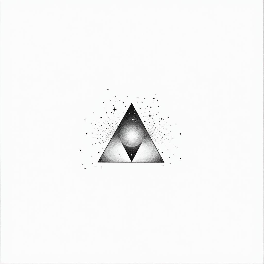 Galaxyin minimalist style tattoo, featuring simple shapes and fine lines, with minimal shading and details, tiny triangles, creating a sense of balance and harmony - Variation 2