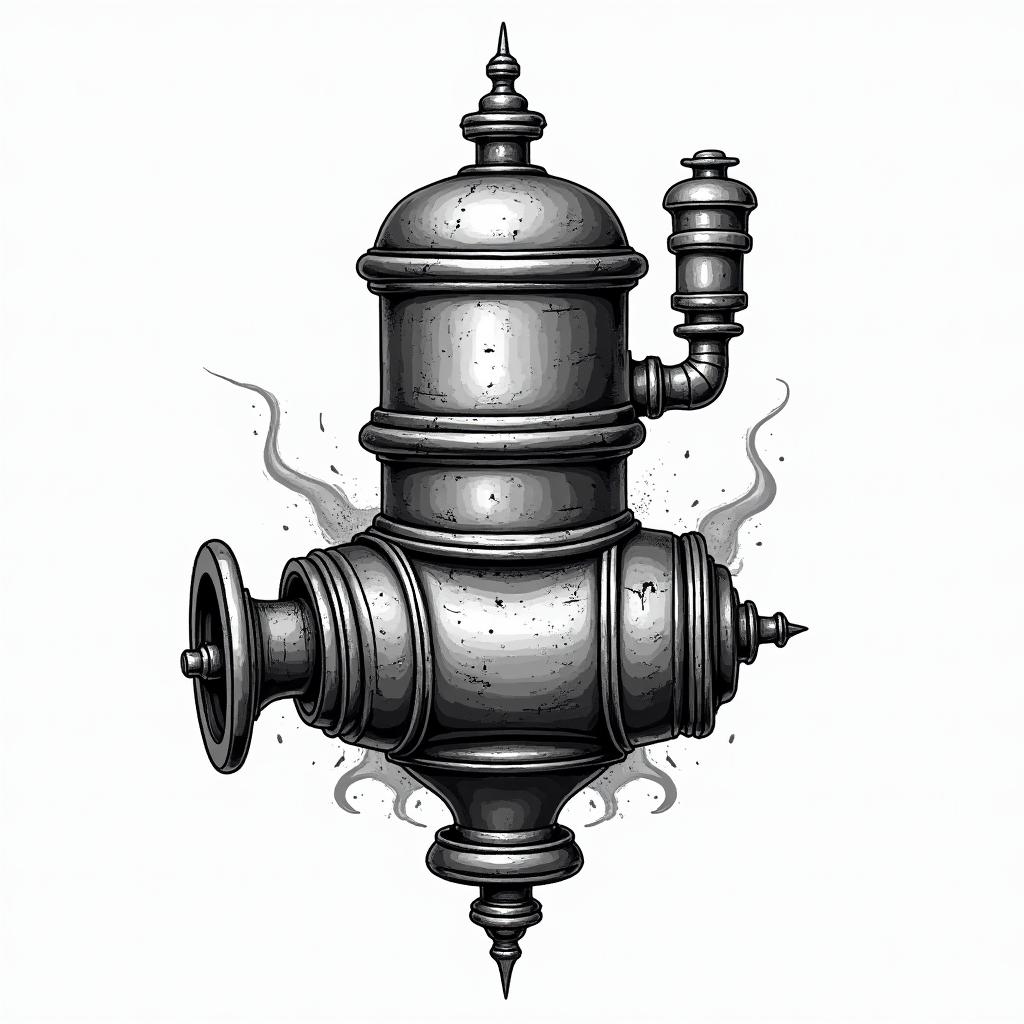 Cartoon propulsion boilerhigly detailed tattoo