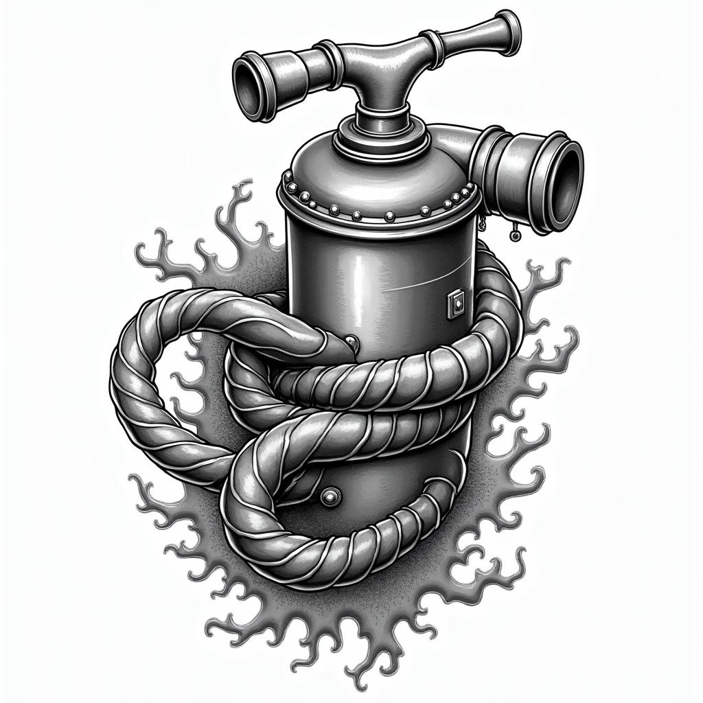 Cartoon propulsion boilerhigly detailed tattoo - Variation 2