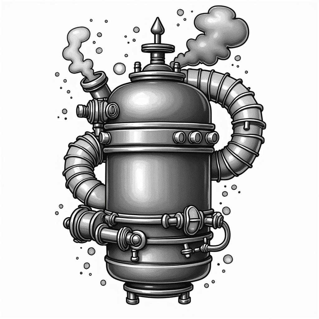 Cartoon propulsion boilerhigly detailed tattoo - Variation 4