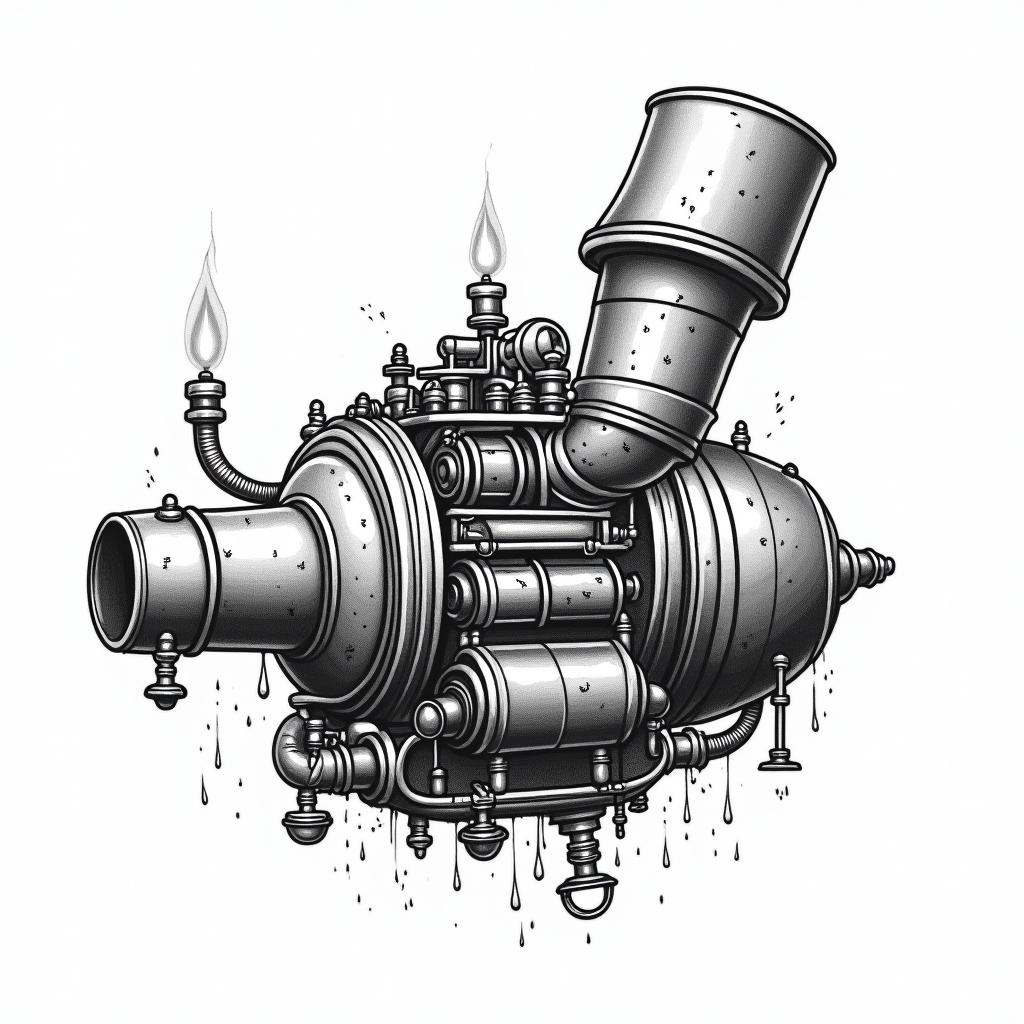 Cartoon propulsion boilerhigly detailed tattoo - Variation 3