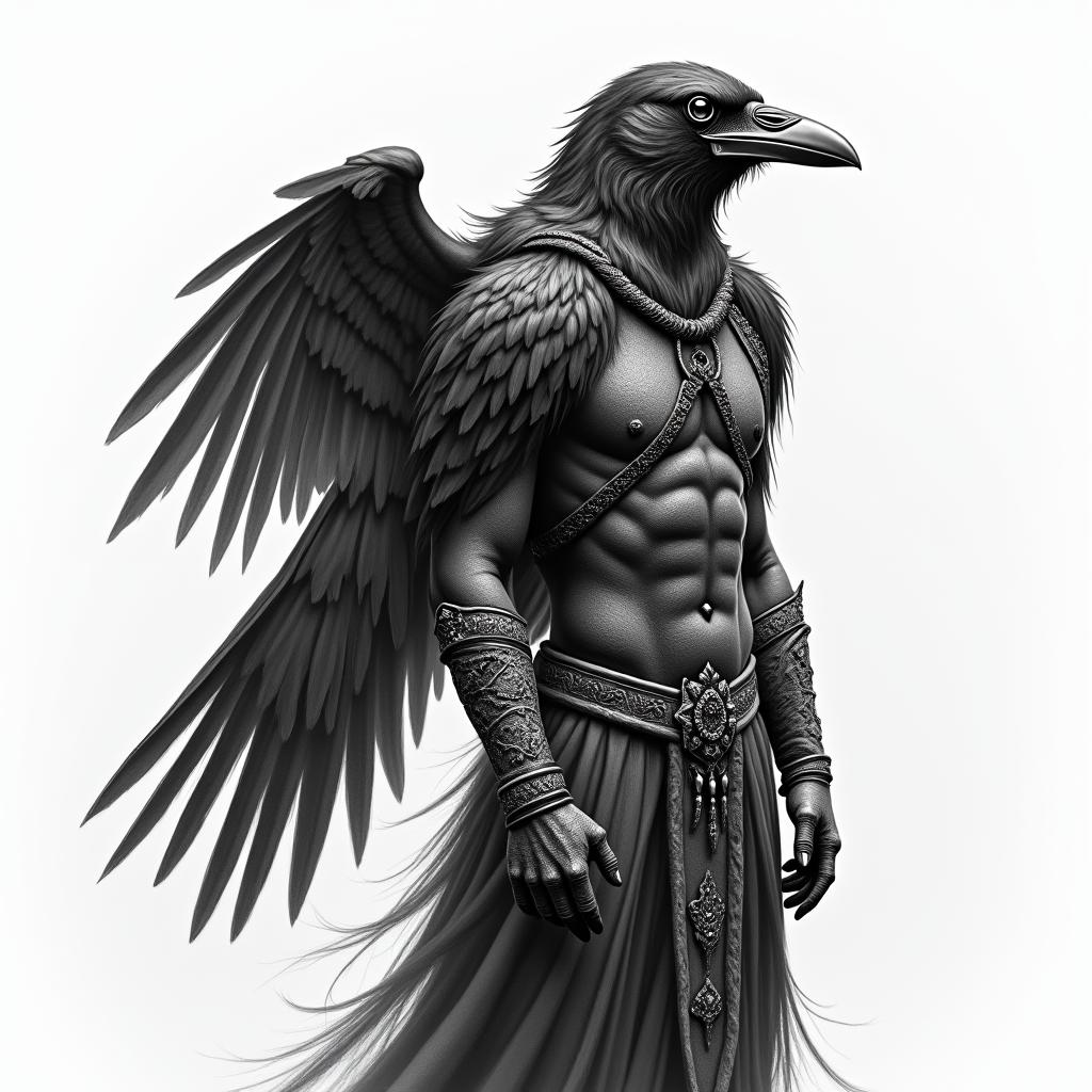 Raven, viking, grudge, womanin realism tattoo style, featuring a highly detailed, lifelike, capturing every detail, photorealistic, ultra realistic, intricate shading, smooth and sharp, - Variation 3