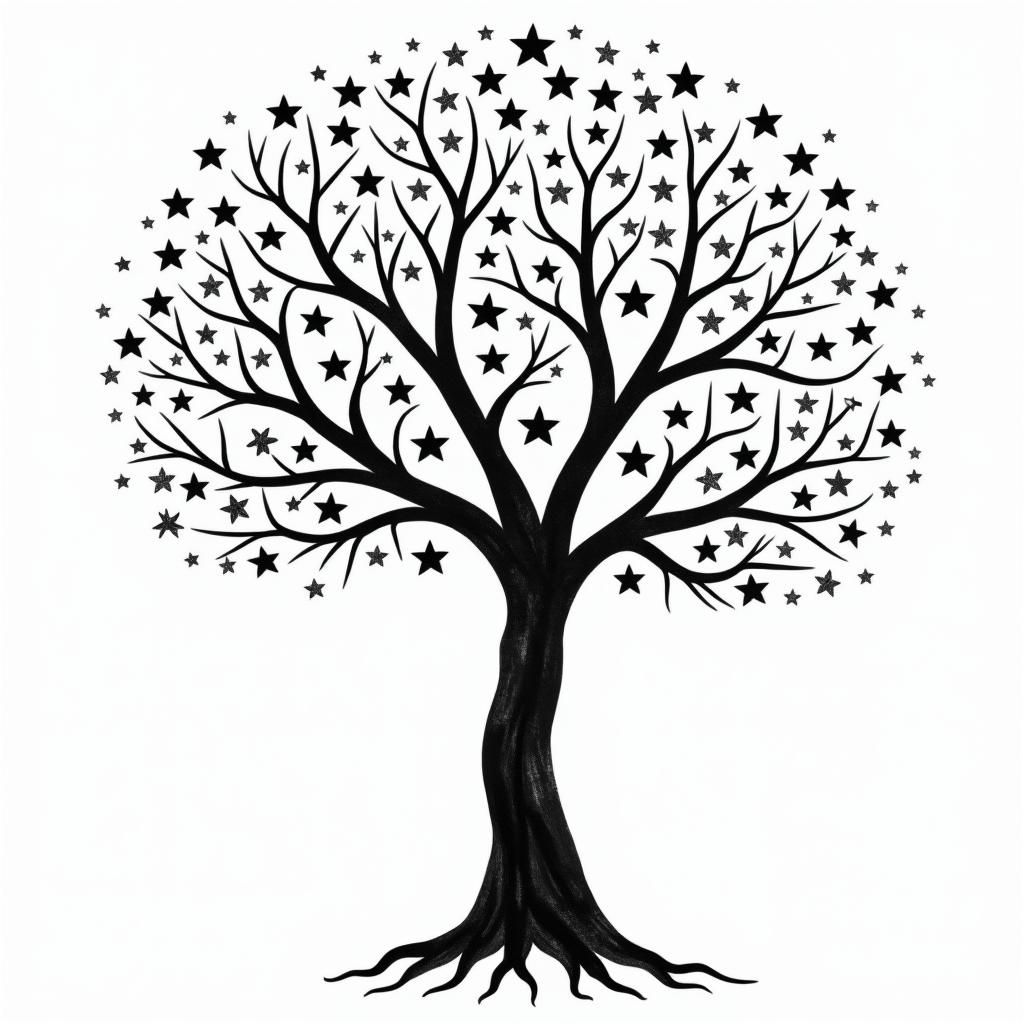 Family tree starsin bohemian style tattoo, 8k - Variation 3