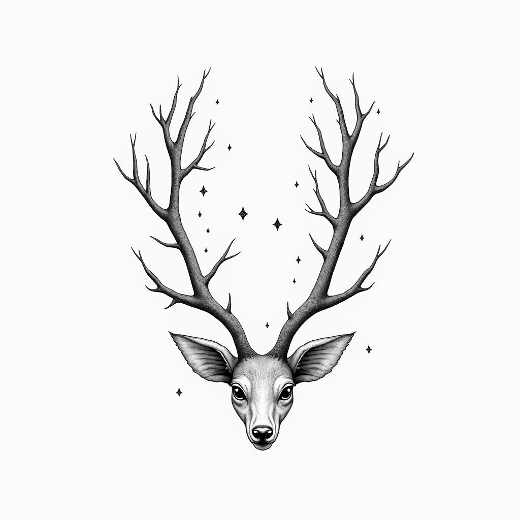 Woods, animals and namesin minimalist style tattoo, featuring simple shapes and fine lines, with minimal shading and details, tiny triangles, creating a sense of balance and harmony - Variation 2