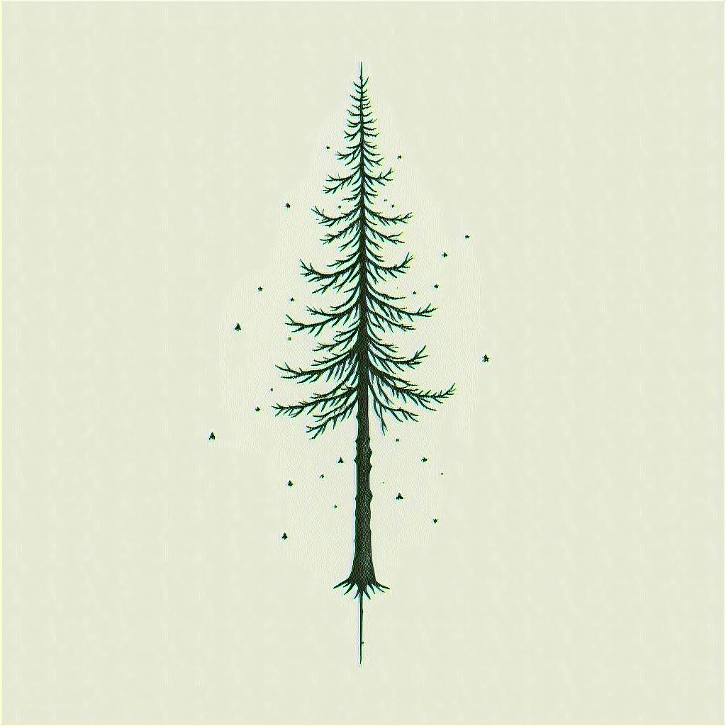 Woods, animals and namesin minimalist style tattoo, featuring simple shapes and fine lines, with minimal shading and details, tiny triangles, creating a sense of balance and harmony - Variation 3
