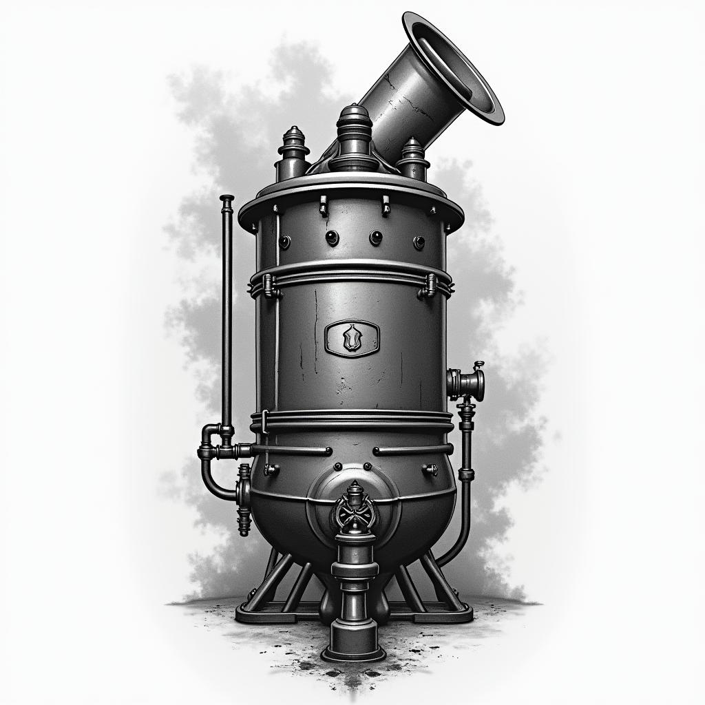 Big steam boilerhigly detailed tattoo - Variation 2