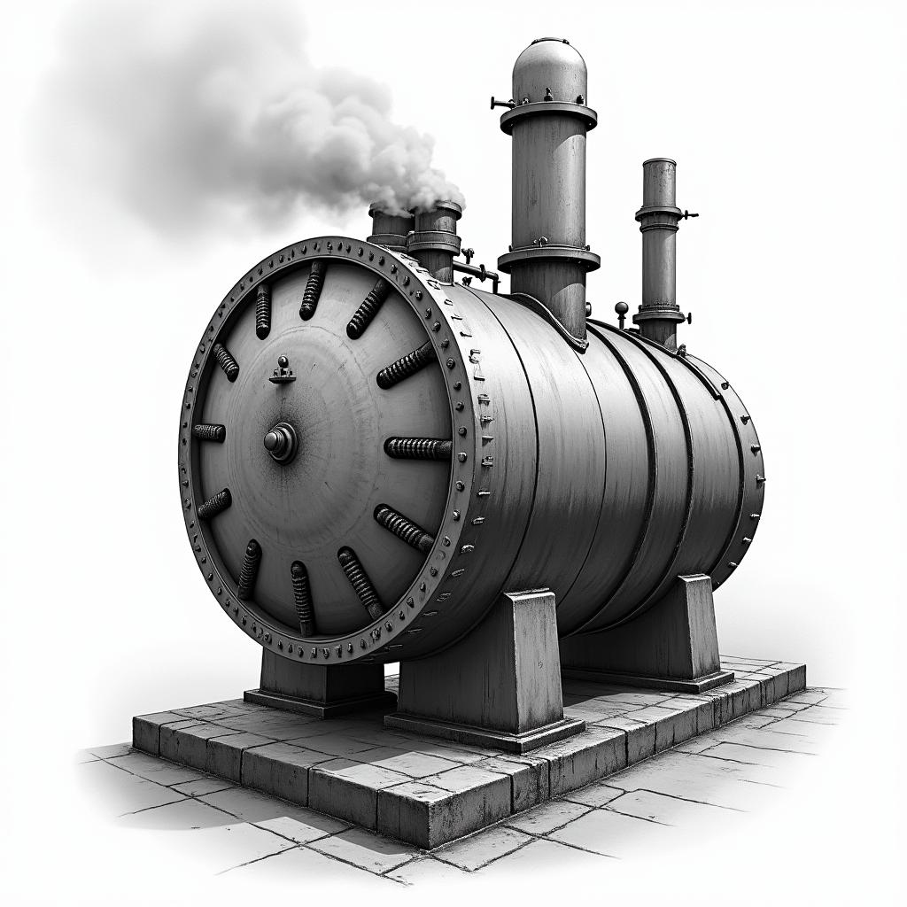 Big steam boilerhigly detailed tattoo - Variation 4