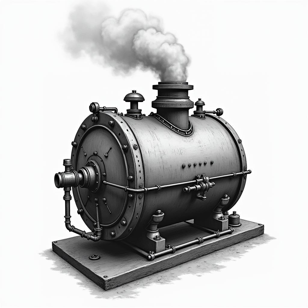 Big steam boilerhigly detailed tattoo - Variation 3