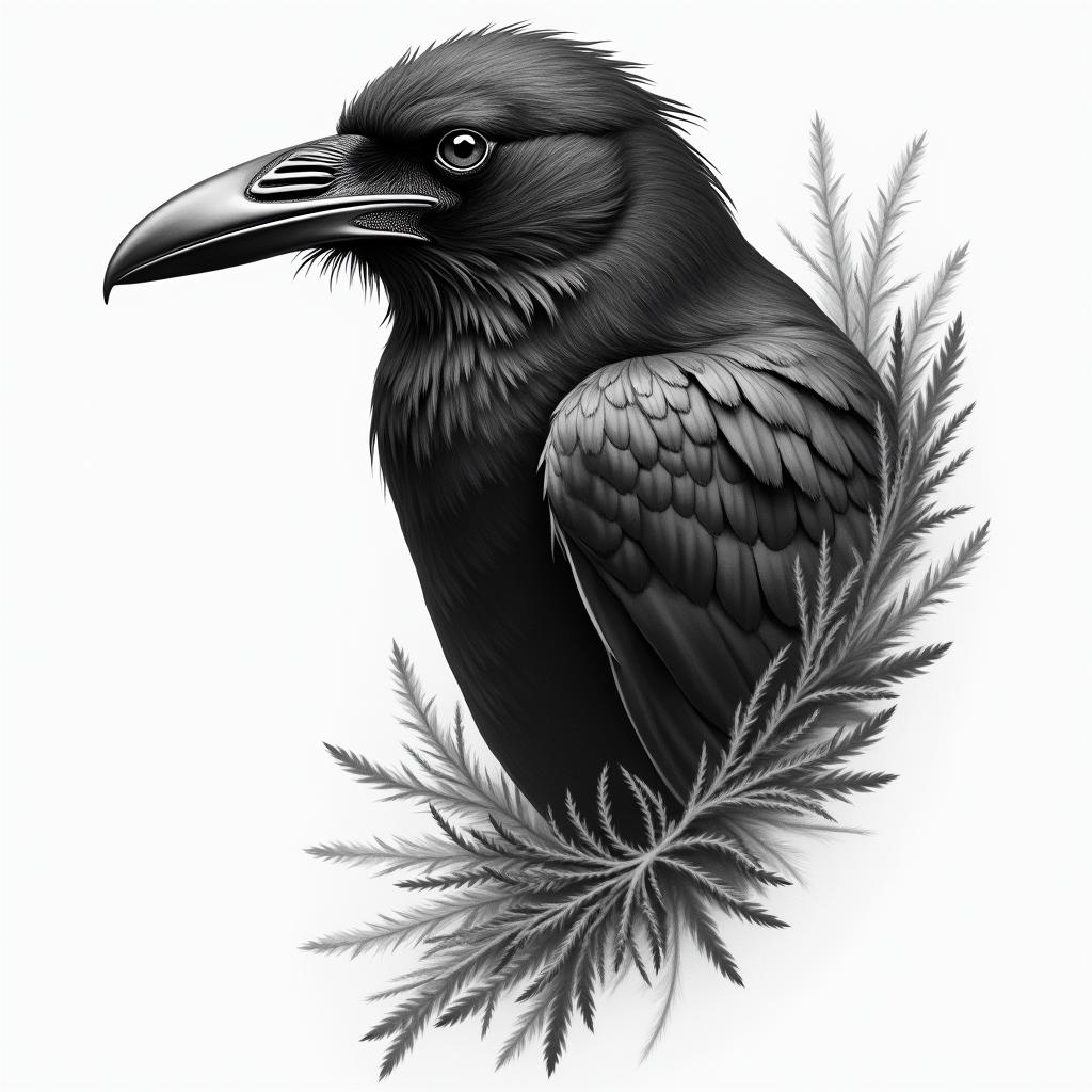 Vegvisir, crow, womanin realism tattoo style, featuring a highly detailed, lifelike, capturing every detail, photorealistic, ultra realistic, intricate shading, smooth and sharp,   - Variation 3