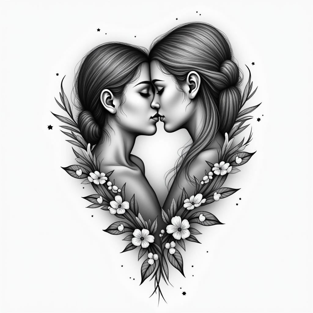 I want to get a tattoo with my sister, we have a very close bond, she chose my name and always looked after me when I was a baby, and to this day I can always count on her, we love each other very much and I always say that she is my soulmate.higly detailed tattoo - Variation 8