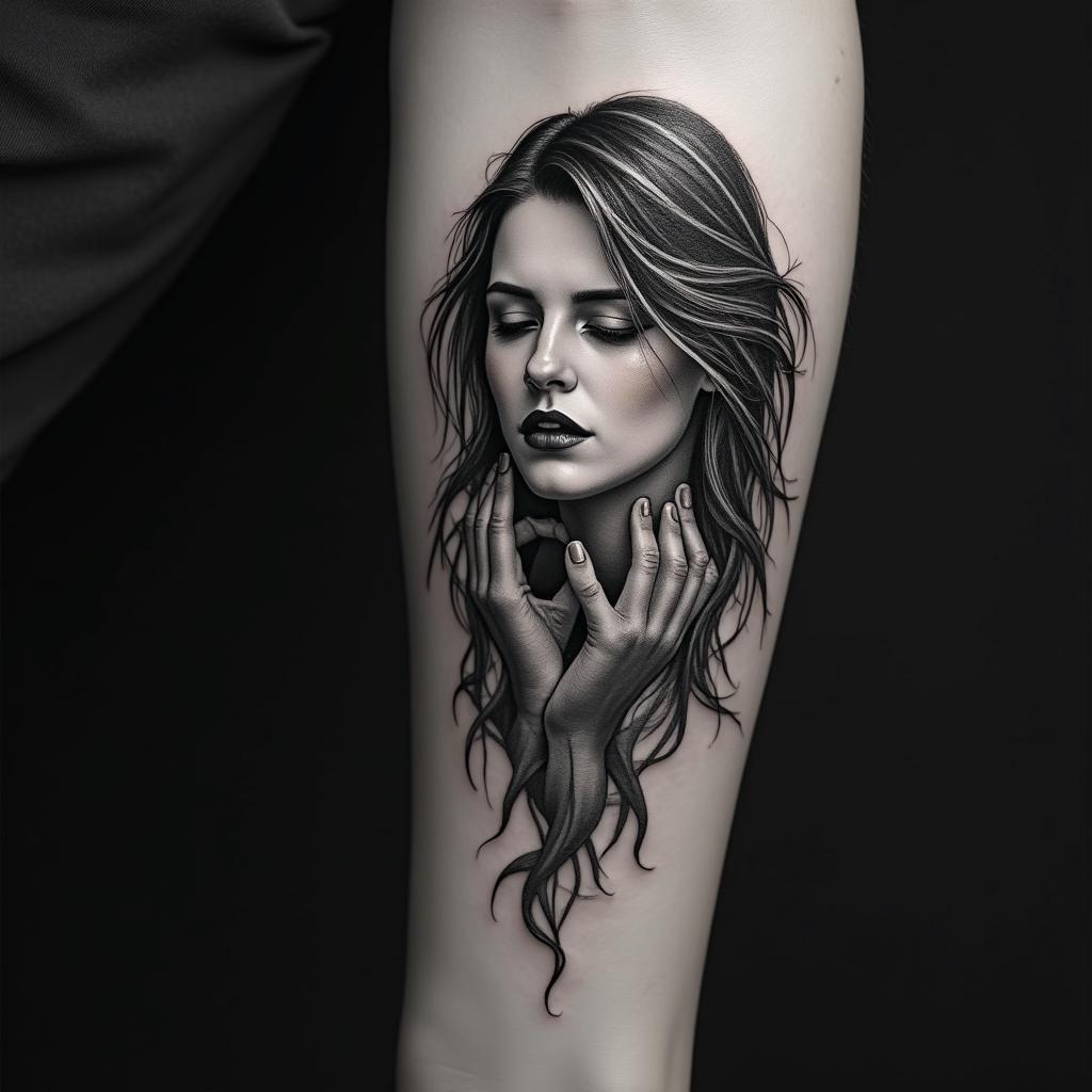 Fuck feelings heartbroken painin realism tattoo style, featuring a highly detailed, lifelike, capturing every detail, photorealistic, ultra realistic, intricate shading, smooth and sharp,   - Variation 3