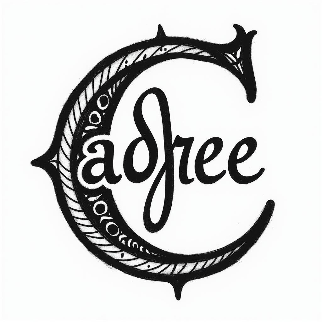 I want an uppercase C with the names Adrien, Andréa, and Leandro inside, in black and white.in authentic tattoo style, incorporating traditional modifications, bold black outlines, solid color fills, featuring classic authentic elements - Variation 2