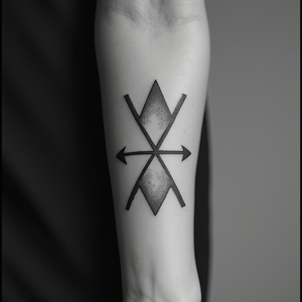 Fuck feelings heartbroken painin minimalist style tattoo, featuring simple shapes and fine lines, with minimal shading and details, tiny triangles, creating a sense of balance and harmony - Variation 3
