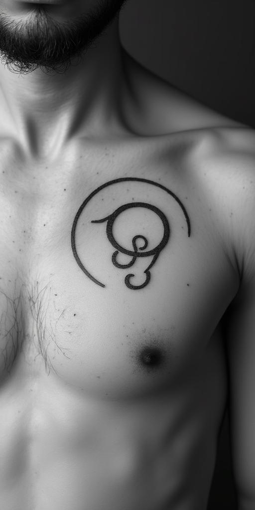 Capricorn, strong and independentin minimalist style tattoo, featuring simple shapes and fine lines, with minimal shading and details, tiny triangles, creating a sense of balance and harmony - Variation 4