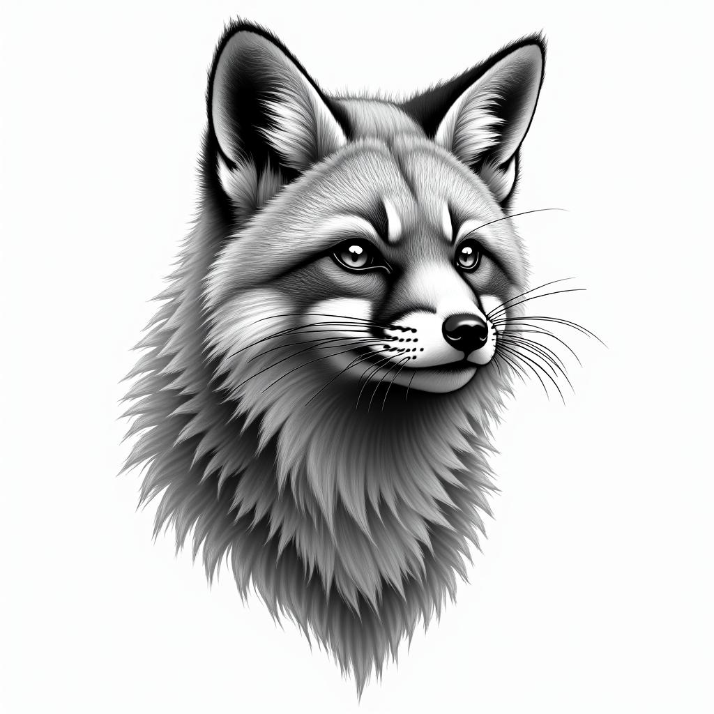 Wald, fuchs, bär, hirsch, bussardhigly detailed tattoo - Variation 8
