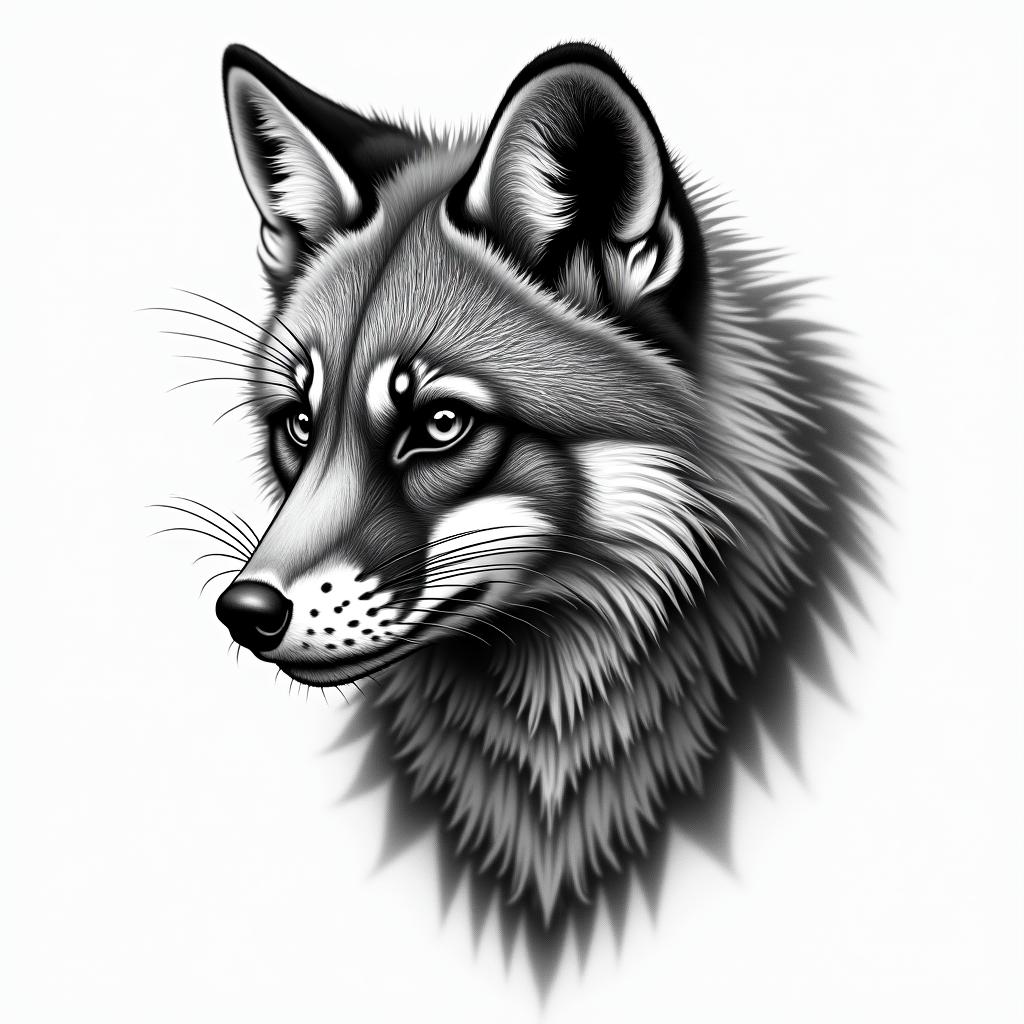 Wald, fuchs, bär, hirsch, bussardhigly detailed tattoo - Variation 3