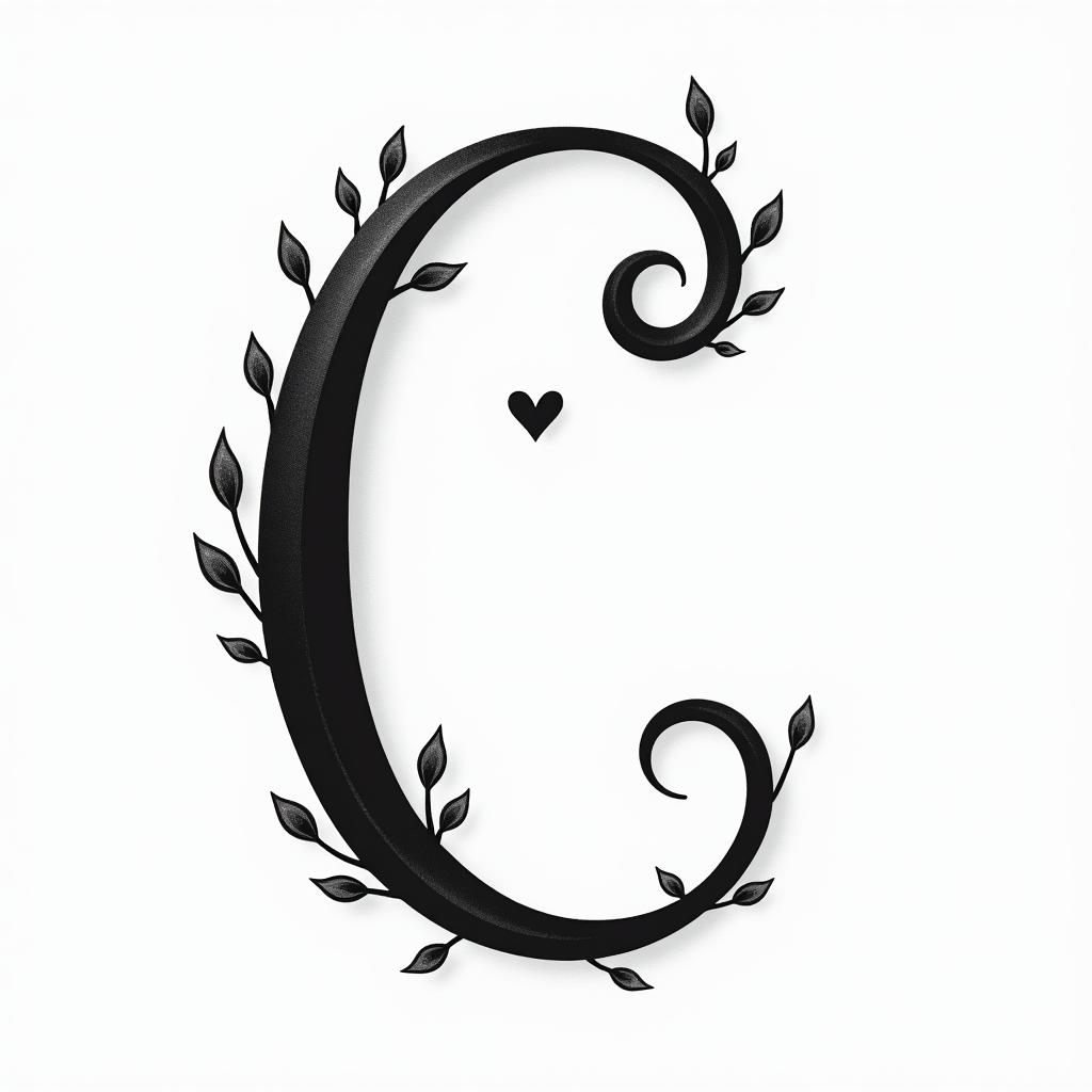 I want a capital C with the names Adrien, Andréa, and Leandro inside, in black and white, feminine and simple.in elegant cursive calligraphy style 2d tattoo, decorate with roses, featuring a smooth and flowing handwritten script with slightly thickened strokes for a luxurious and bold appearance,  heart symbol between names,  sleek and glossy black text with shadowing, minimalist matte white background, clean and sharp edges, illuminated with soft lighting, romantic, 8k, high-quality textures with refined typography