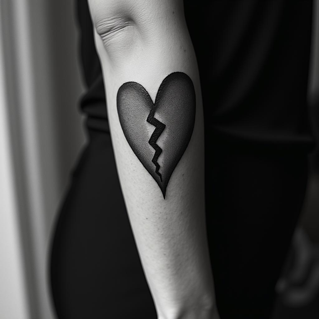 Heart break pain giving up tiredin bohemian style tattoo, 8k - Variation 2