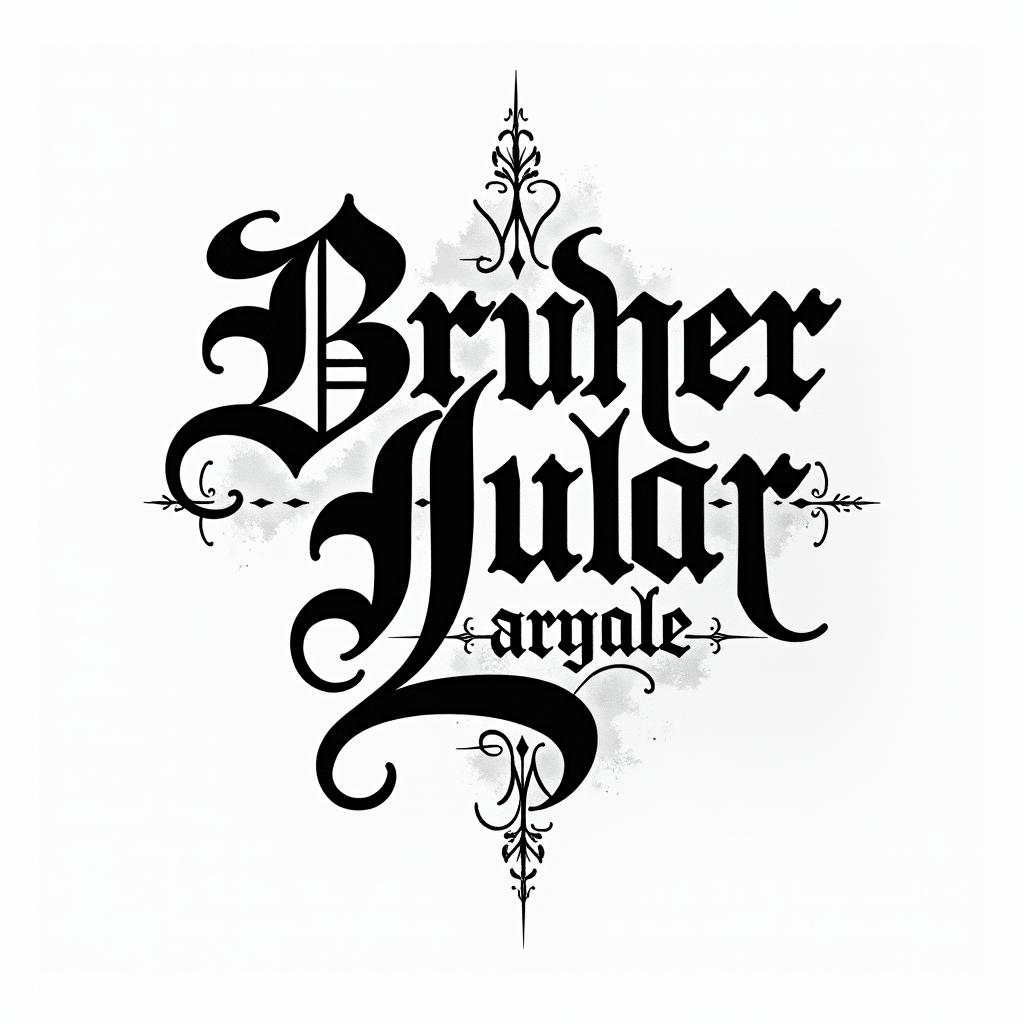 Jermaine butler in gothic cursivetext-based tattoo, gothic font ultra-realistic, perfectly placed, high-quality font design, photo-realistic shading, 8k, high quality, finely detailed typography - Variation 4