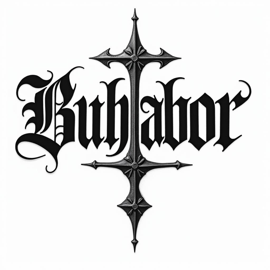 Jermaine butler in gothic cursivetext-based tattoo, gothic font ultra-realistic, perfectly placed, high-quality font design, photo-realistic shading, 8k, high quality, finely detailed typography - Variation 2