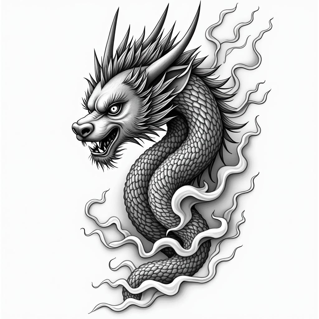 Addictionsin japanese style tattoo, detailed tattoo, traditional japanese culture tattoo, mythology, 8k - Variation 3