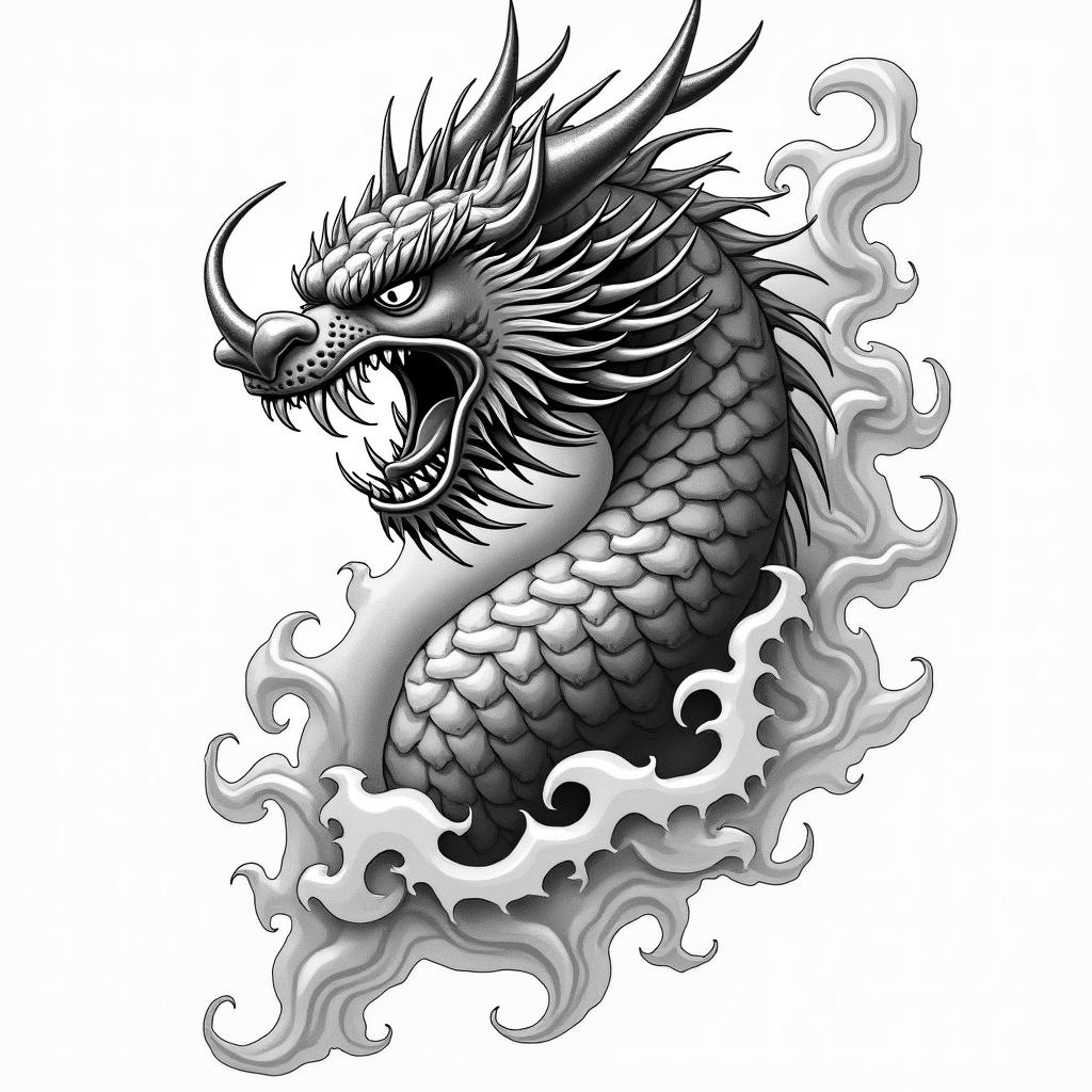 Addictionsin japanese style tattoo, detailed tattoo, traditional japanese culture tattoo, mythology, 8k - Variation 4