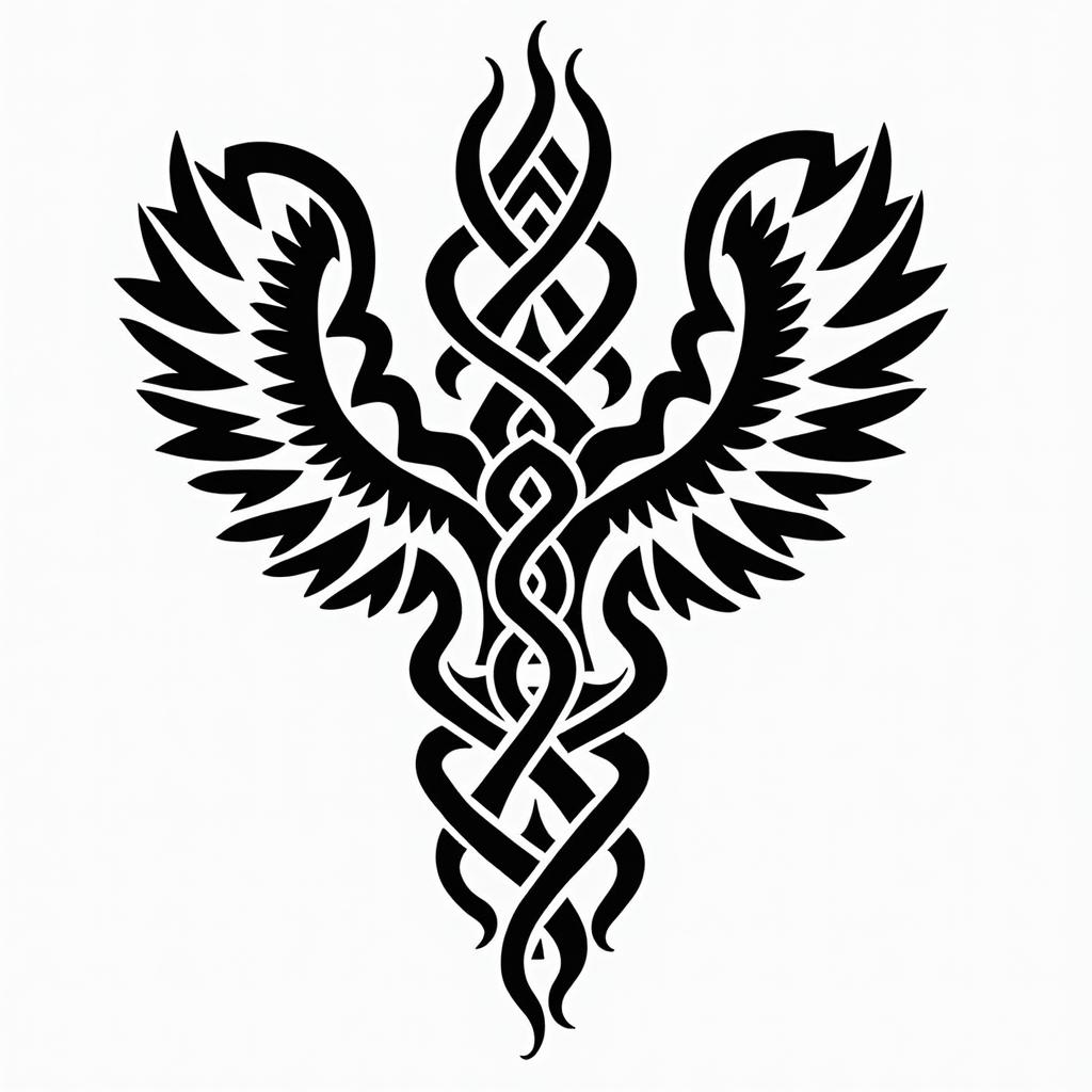 Scorpipn Hobby Angel new great lovein tribal tattoo style, featuring bold and black geometric shapes, curved lines, intertwine and flow seamlessly, creating a powerful and symbolic design, polynesian and maori styles - Variation 4