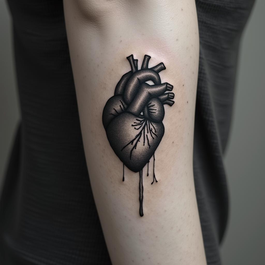 Heart break pain giving up tiredin 8-bit tattoo style, minimalistic pixel style tattoo, pixel art with simplified shapes and retro gaming visuals, inspired by 8-bit pixel based detailing - Variation 2