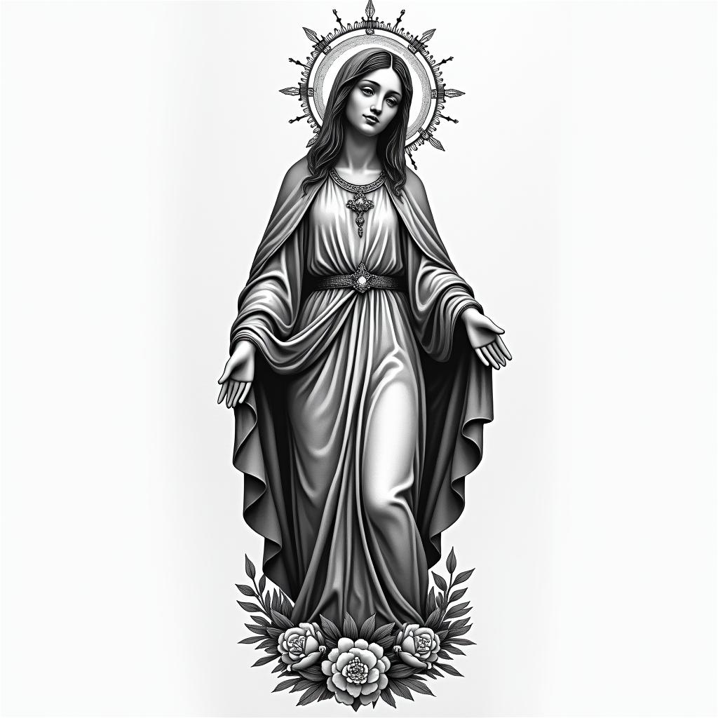 Virgin Maryhigly detailed tattoo - Variation 2