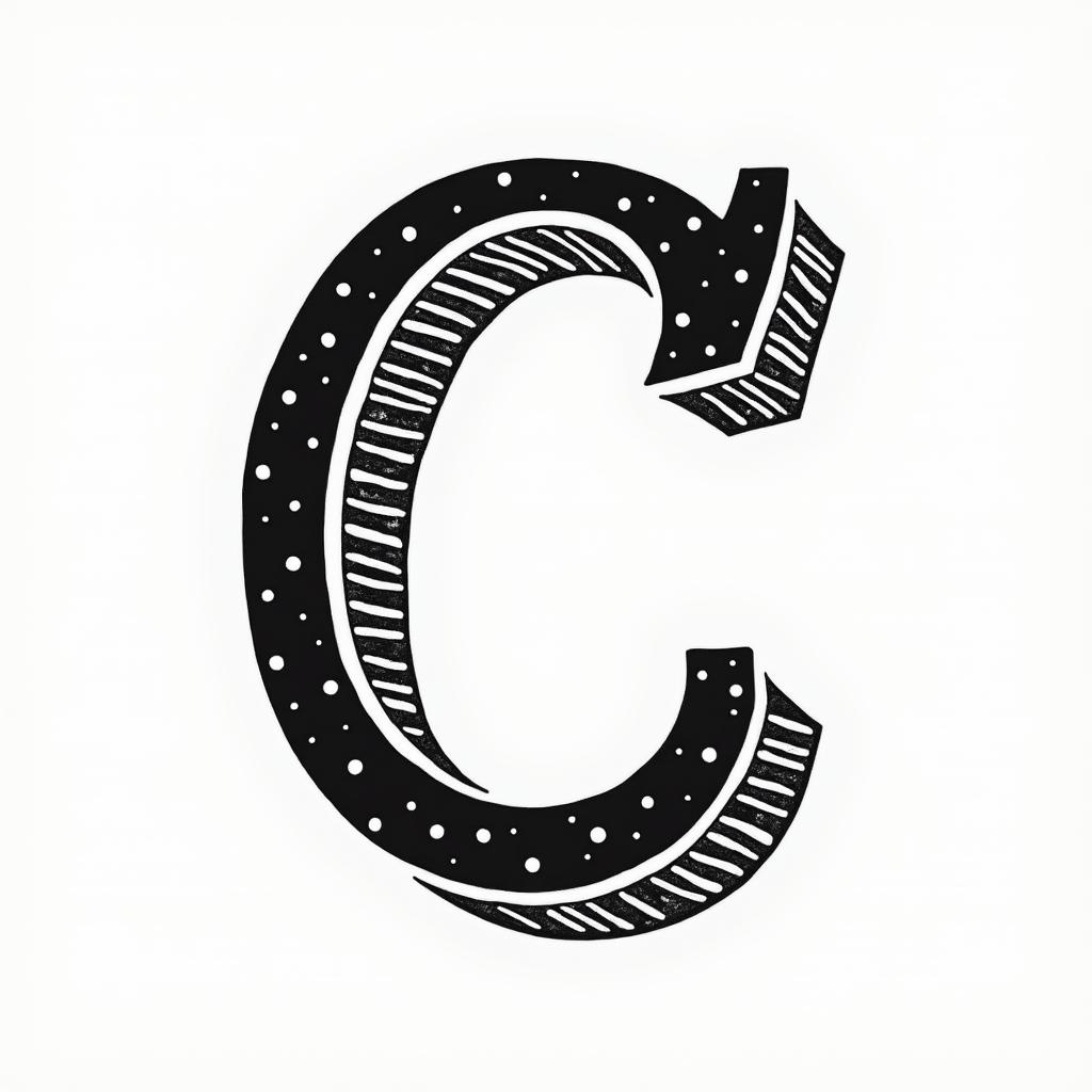 I want a simple uppercase C without too much detail with the names Adrien, Andréa, and Leandro inside, in black and white, feminine and simple.in pop art style tattoo, featuring bold and vibrant colors, exaggerated outlines, iconic imagery, inspired by comic books and speech bubbles, comic book characters, retro pop culture - Variation 2