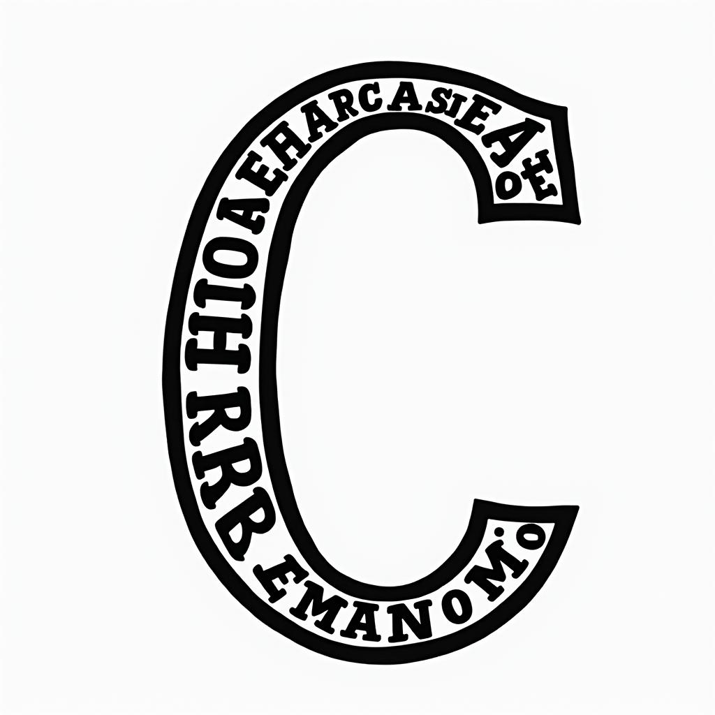 I want a simple uppercase C without too much detail with the names Adrien, Andréa, and Leandro inside, in black and white, feminine and simple.in pop art style tattoo, featuring bold and vibrant colors, exaggerated outlines, iconic imagery, inspired by comic books and speech bubbles, comic book characters, retro pop culture - Variation 3