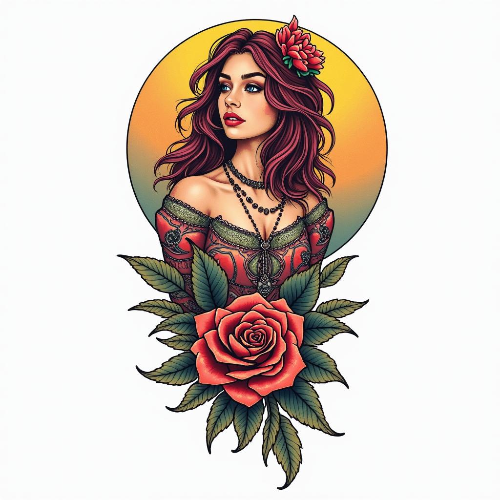 Nichole Farrell, 18/08/1988, Leoin bohemian style tattoo, 8k