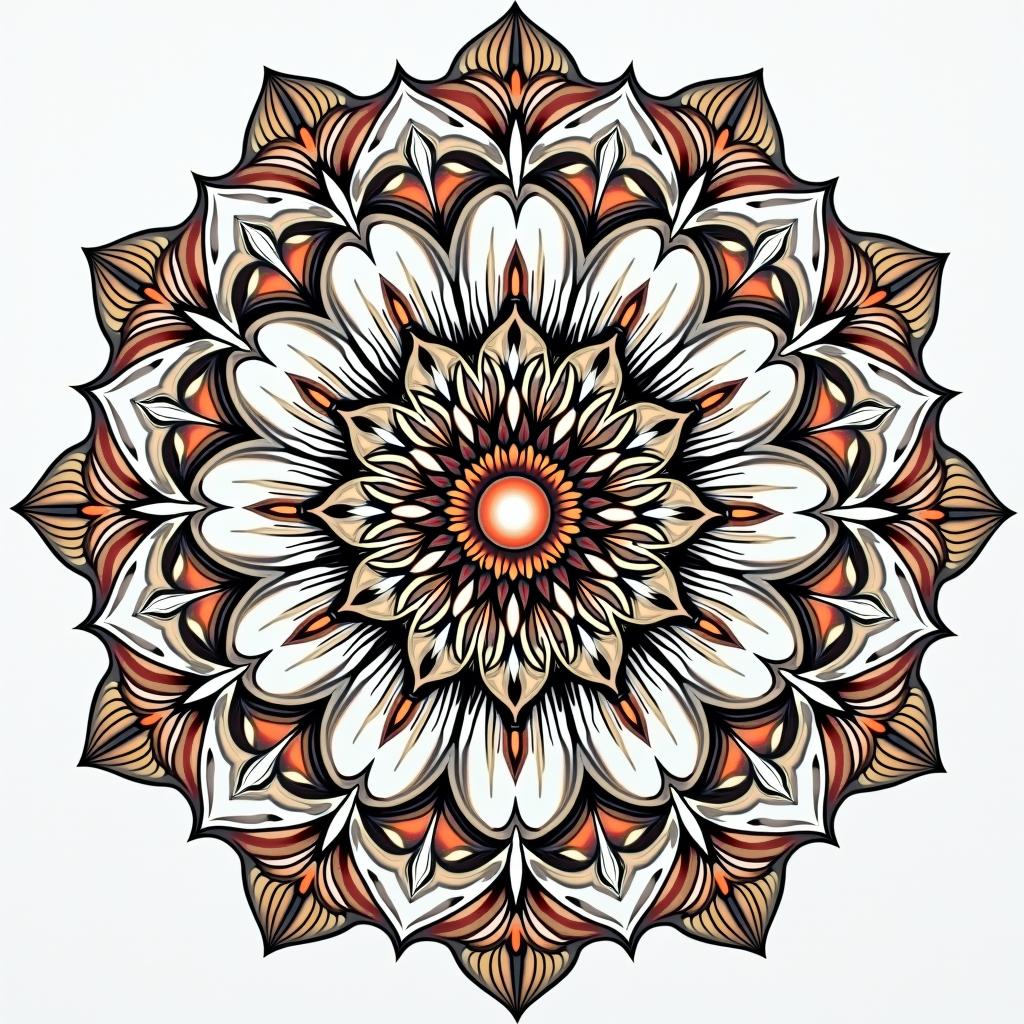 Nichole Farrell, 18/08/1988, Leoin dotwork style tattoo, complex mandala patterns, interlocking geometric shapes with sharp symmetry, clean lines, sharp angles - Variation 4