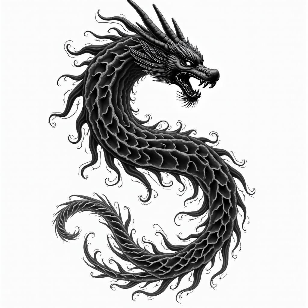 Yin fights against yang.in japanese style tattoo, detailed tattoo, traditional japanese culture tattoo, mythology, 8k