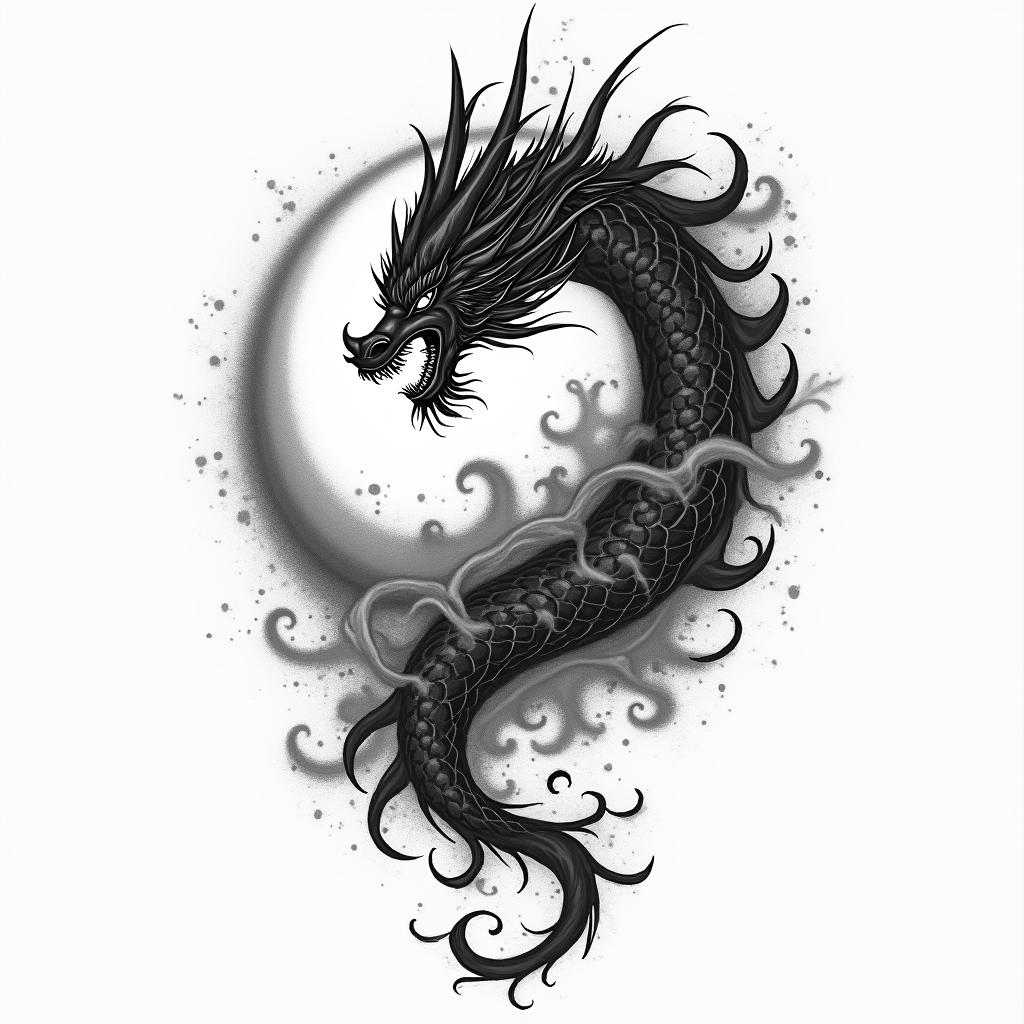 Yin fights against yang.in japanese style tattoo, detailed tattoo, traditional japanese culture tattoo, mythology, 8k - Variation 2
