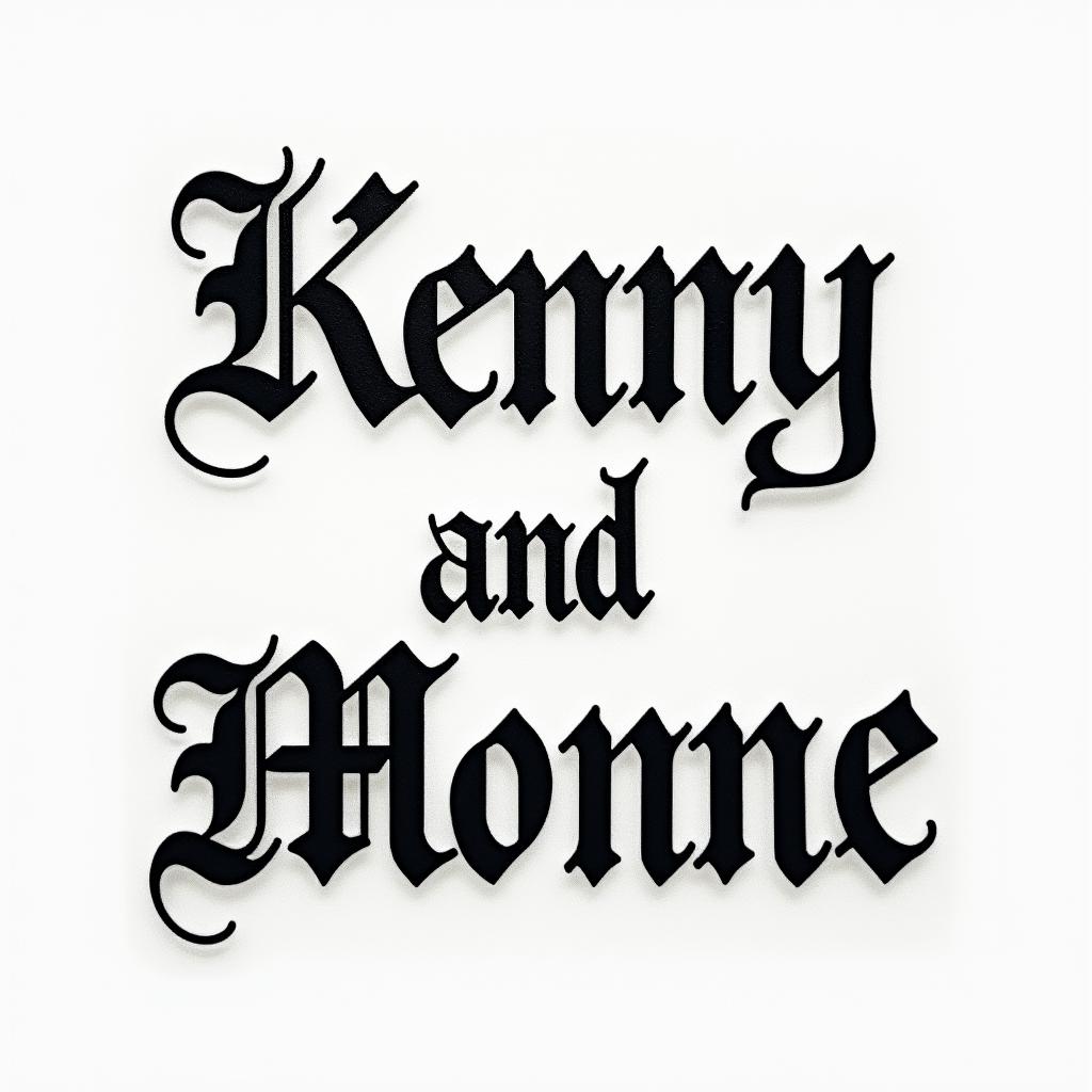I want the names of my children Kenny and Moïnnie.text-based tattoo, gothic font ultra-realistic, perfectly placed, high-quality font design, photo-realistic shading, 8k, high quality, finely detailed typography - Variation 7