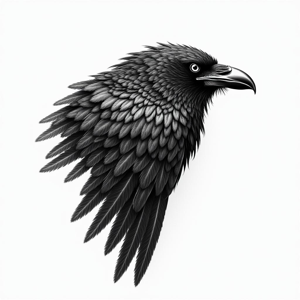 Nordic viking ravenhigly detailed tattoo - Variation 2