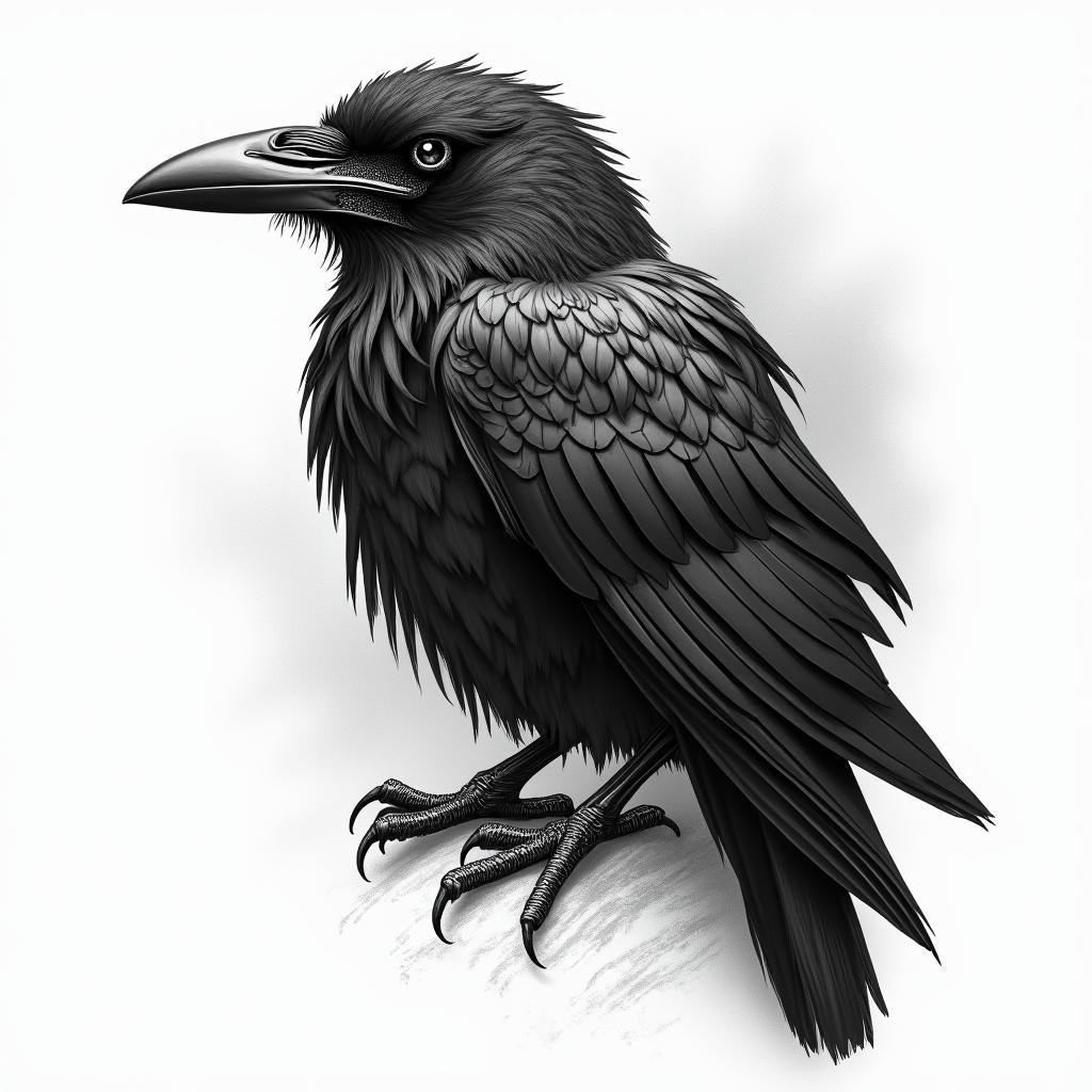 Nordic viking ravenhigly detailed tattoo - Variation 4