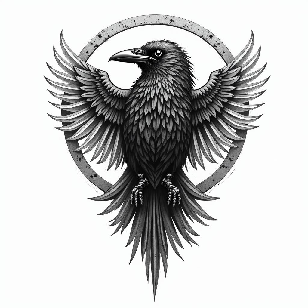Nordic viking ravenhigly detailed tattoo - Variation 3