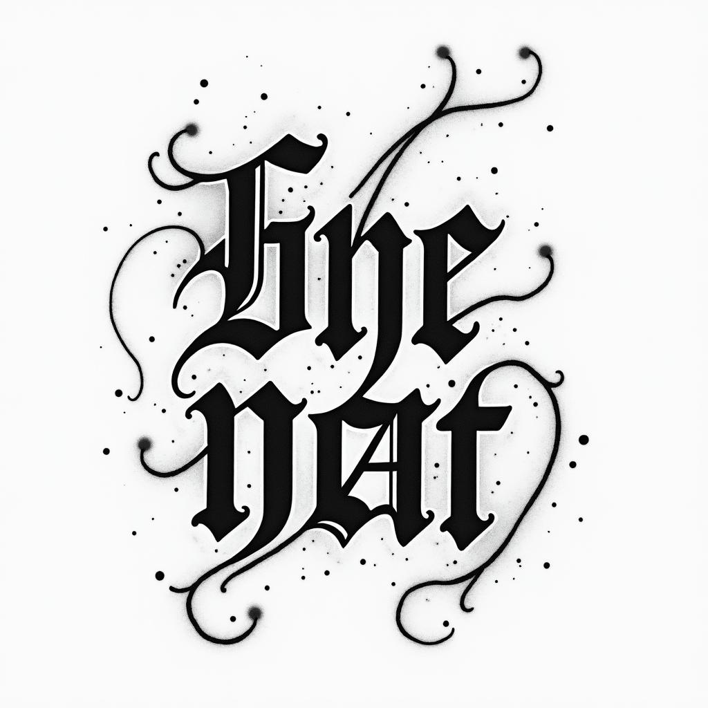 Hand tattoostext-based tattoo, gothic font ultra-realistic, perfectly placed, high-quality font design, photo-realistic shading, 8k, high quality, finely detailed typography - Variation 2