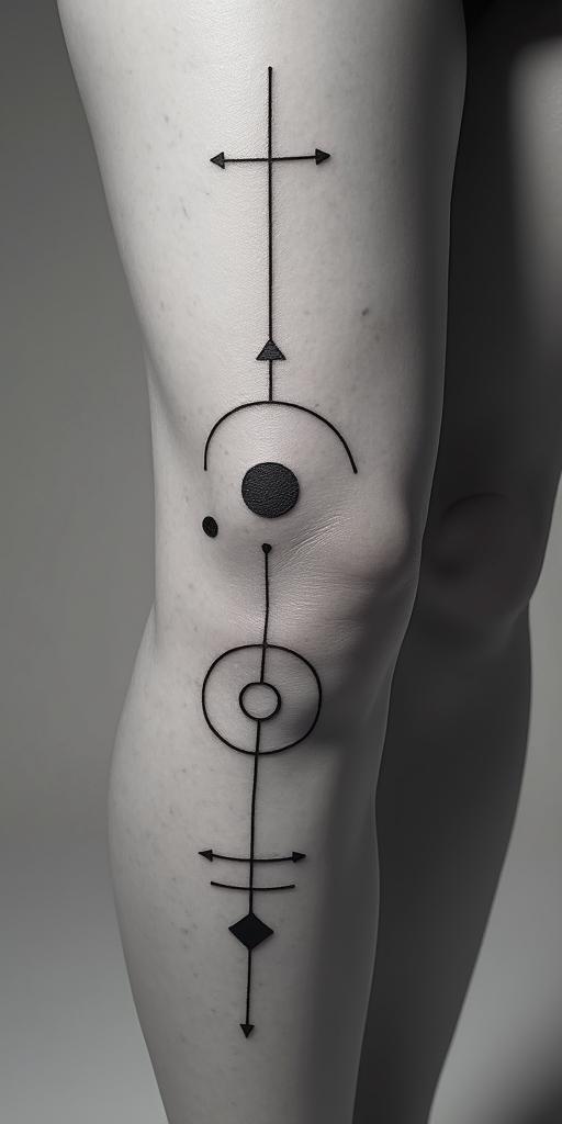 Astrological theme. Geminiin minimalist style tattoo, featuring simple shapes and fine lines, with minimal shading and details, tiny triangles, creating a sense of balance and harmony - Variation 2