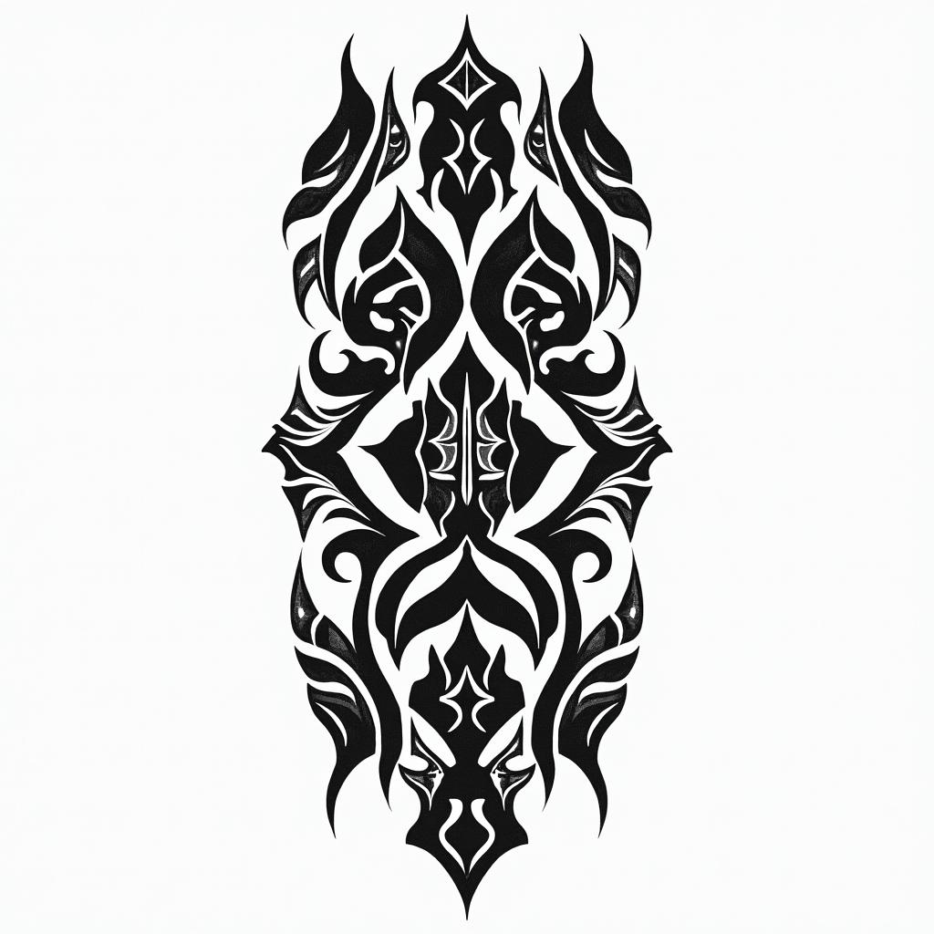 Guillermo Hernández 20 09 1991in tribal tattoo style, featuring bold and black geometric shapes, curved lines, intertwine and flow seamlessly, creating a powerful and symbolic design, polynesian and maori styles