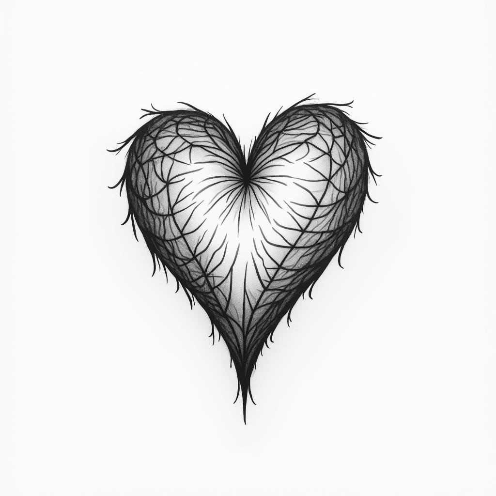 Cute small simple hearthigly detailed tattoo - Variation 2