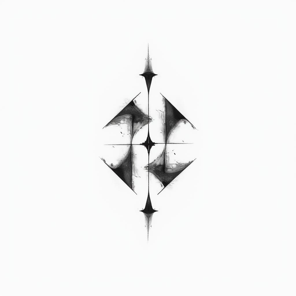 Geminiin minimalist style tattoo, featuring simple shapes and fine lines, with minimal shading and details, tiny triangles, creating a sense of balance and harmony - Variation 2