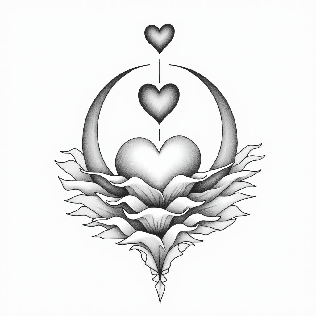 Geminiin Modest style tattoo, featuring soft, delicate line work with simple and meaningful symbols, gentle waves, a heart, evoking a sense of serenity and grace, - Variation 3