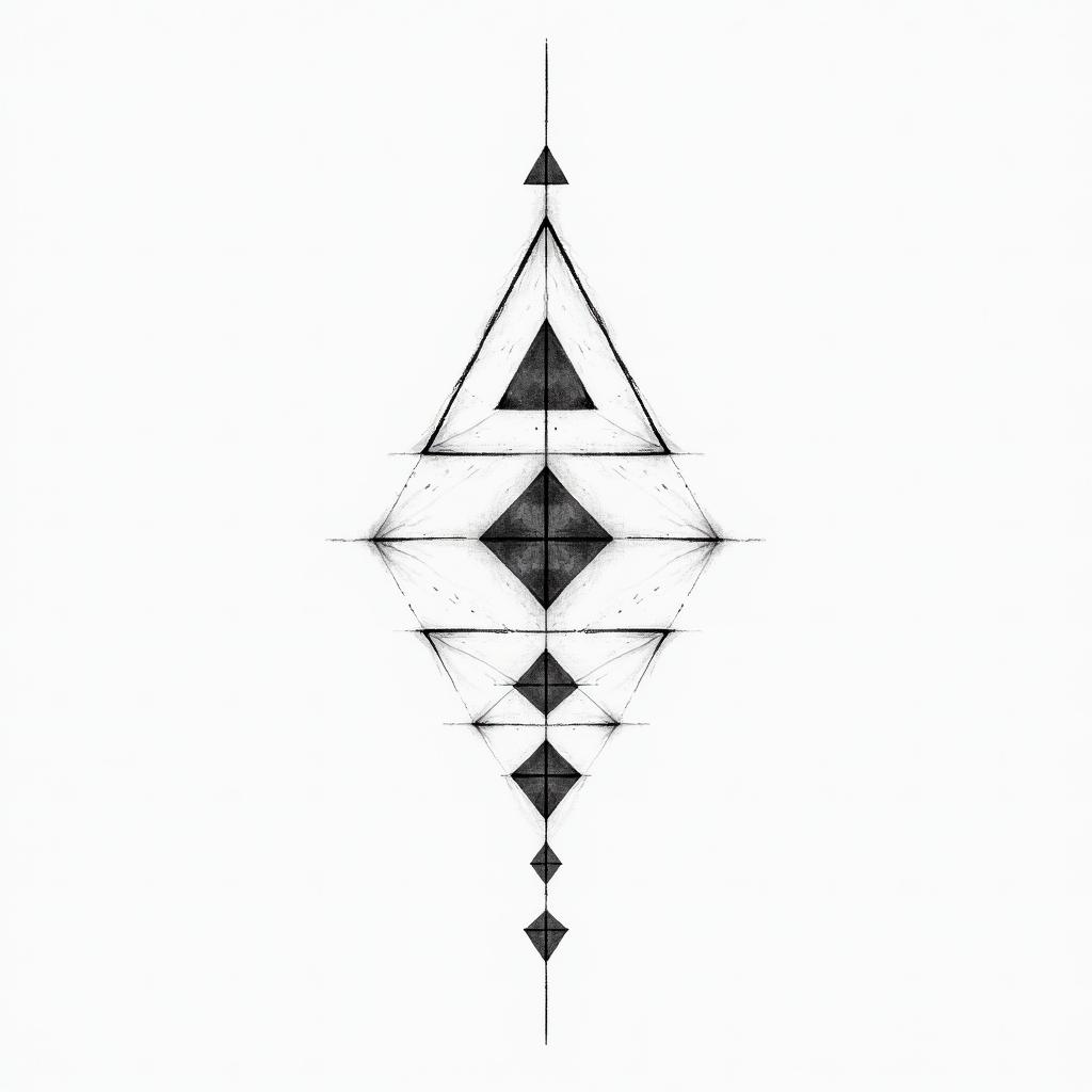 Element waterin minimalist style tattoo, featuring simple shapes and fine lines, with minimal shading and details, tiny triangles, creating a sense of balance and harmony - Variation 2